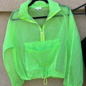 Sheer neon green windbreaker